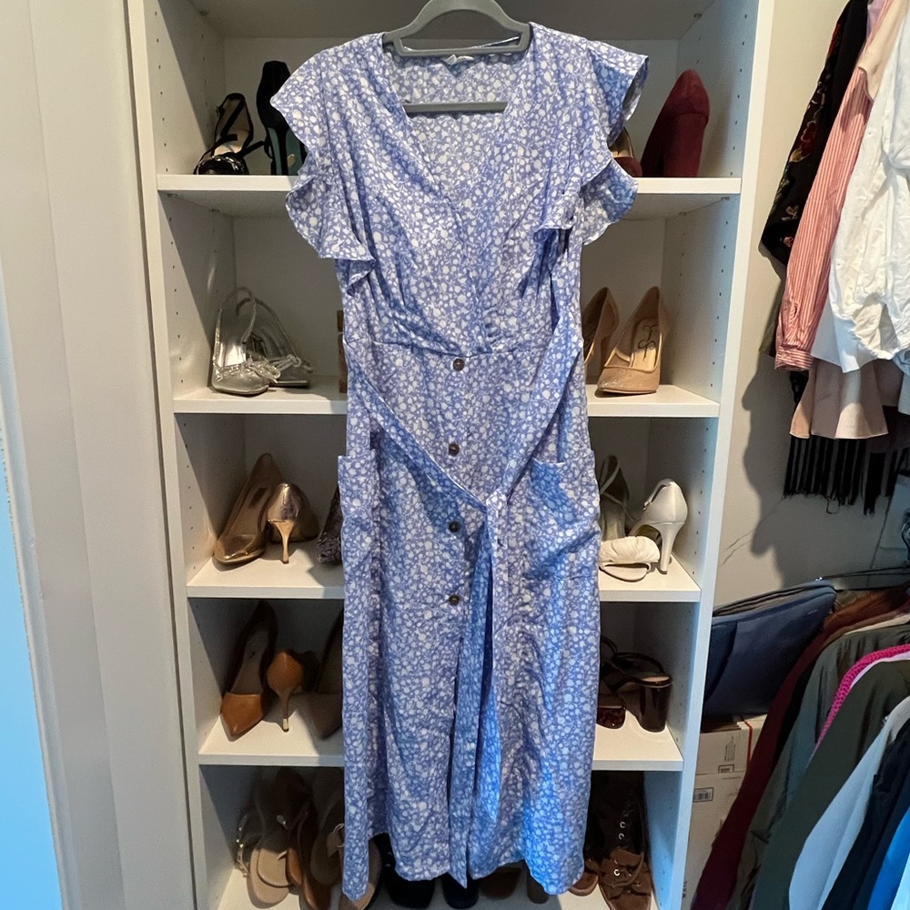 White and blue dress